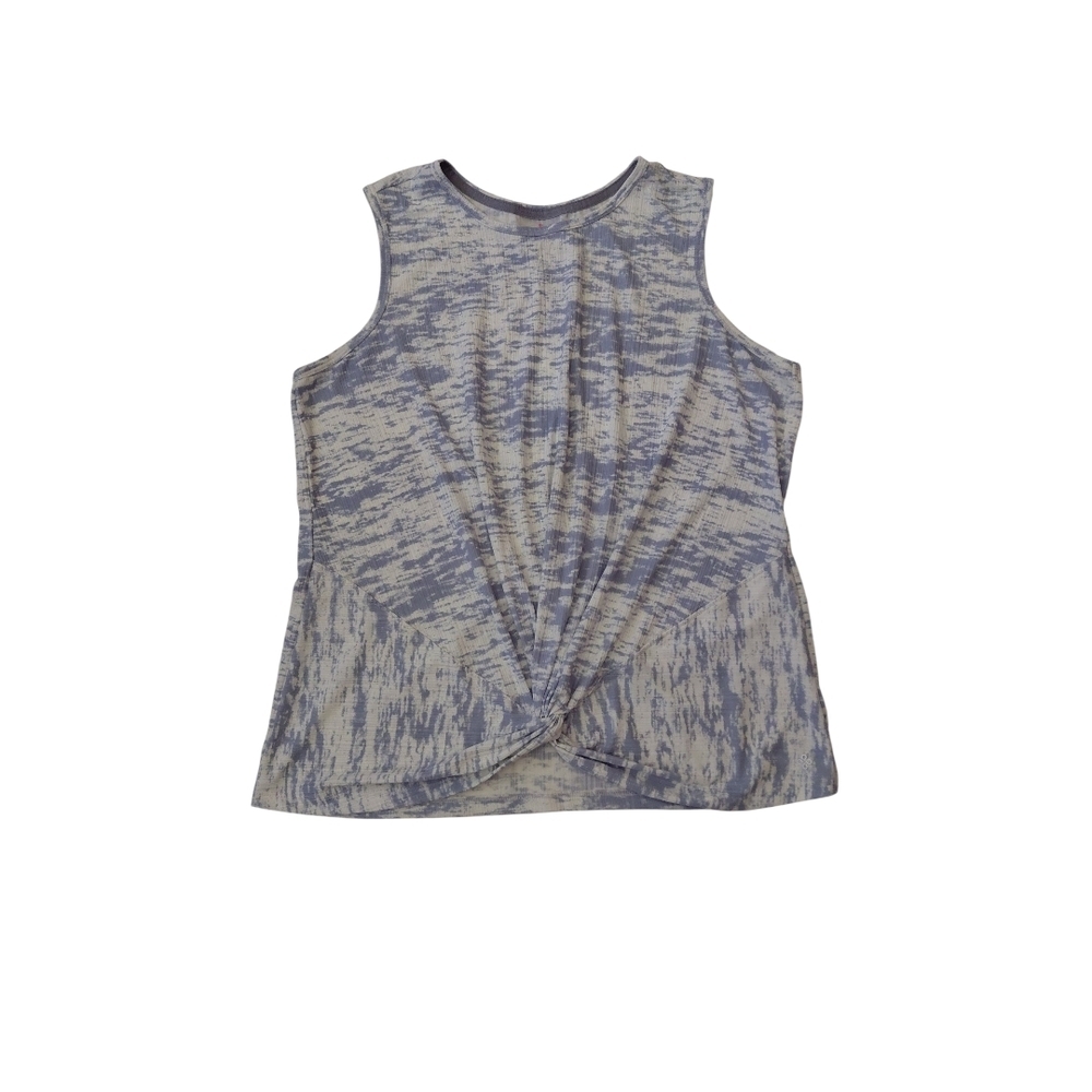 Chic Sleeveless Twist Tank Top - Blue and White